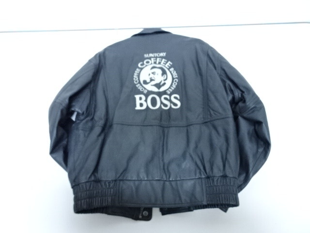 a サントリー 1994年 初代BOSSジャン バックロゴ A-2型 レザージャケット 非売品 Lサイズ キルティングライナー ブラック 90s 懸賞品拍卖