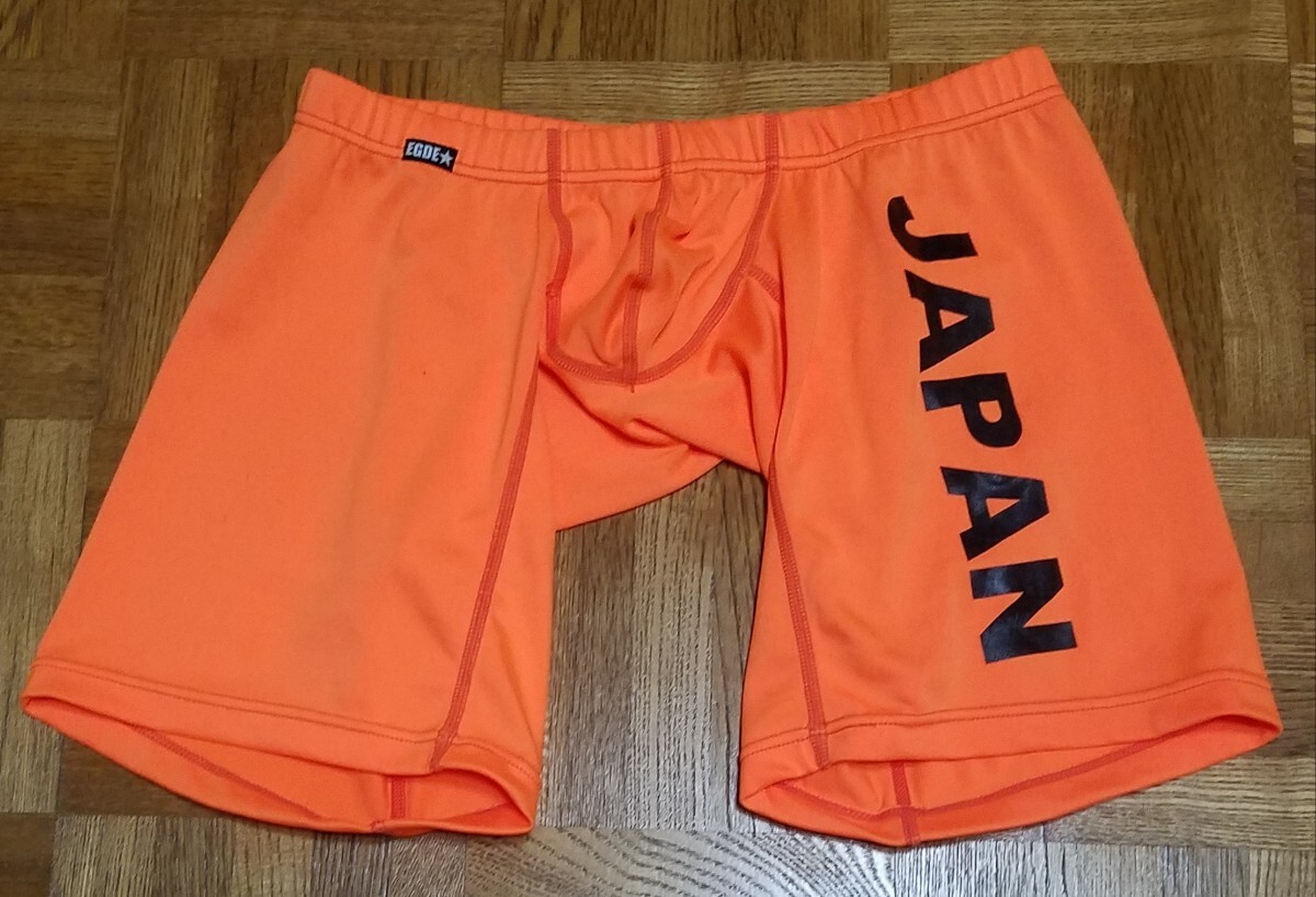 新品未使用 EGDE エッジ オレンジ ロングボクサー インナーパンツ スパッツ Mサイズ コーチ JAPAN ロゴ セクシー 蛍光オレンジ 選手拍卖