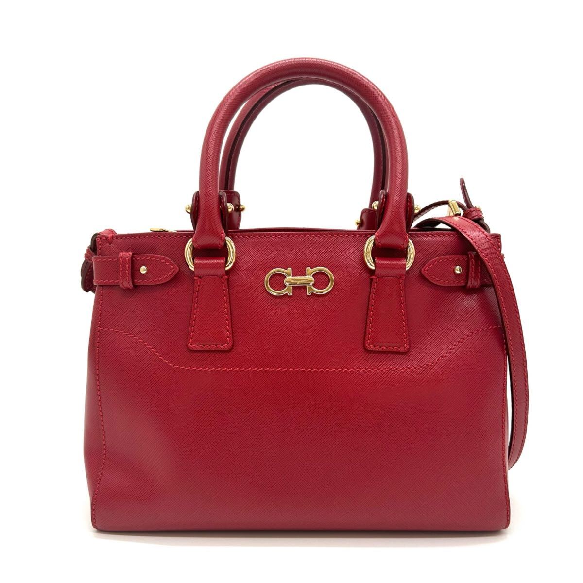 サルヴァトーレ フェラガモ 2WAY ショルダーバッグ ハンドバッグ レザー レッド Salvatore Ferragamo レディース拍卖