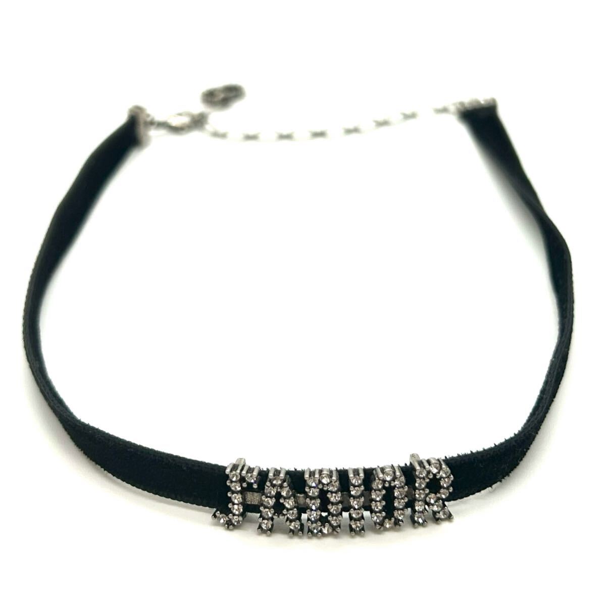 CHRISTIAN DIOR クリスチャンディオール J'ADIOR チョーカー ネックレス メタル ポリエステル ラインストーン ブラック シルバー アクセ拍卖