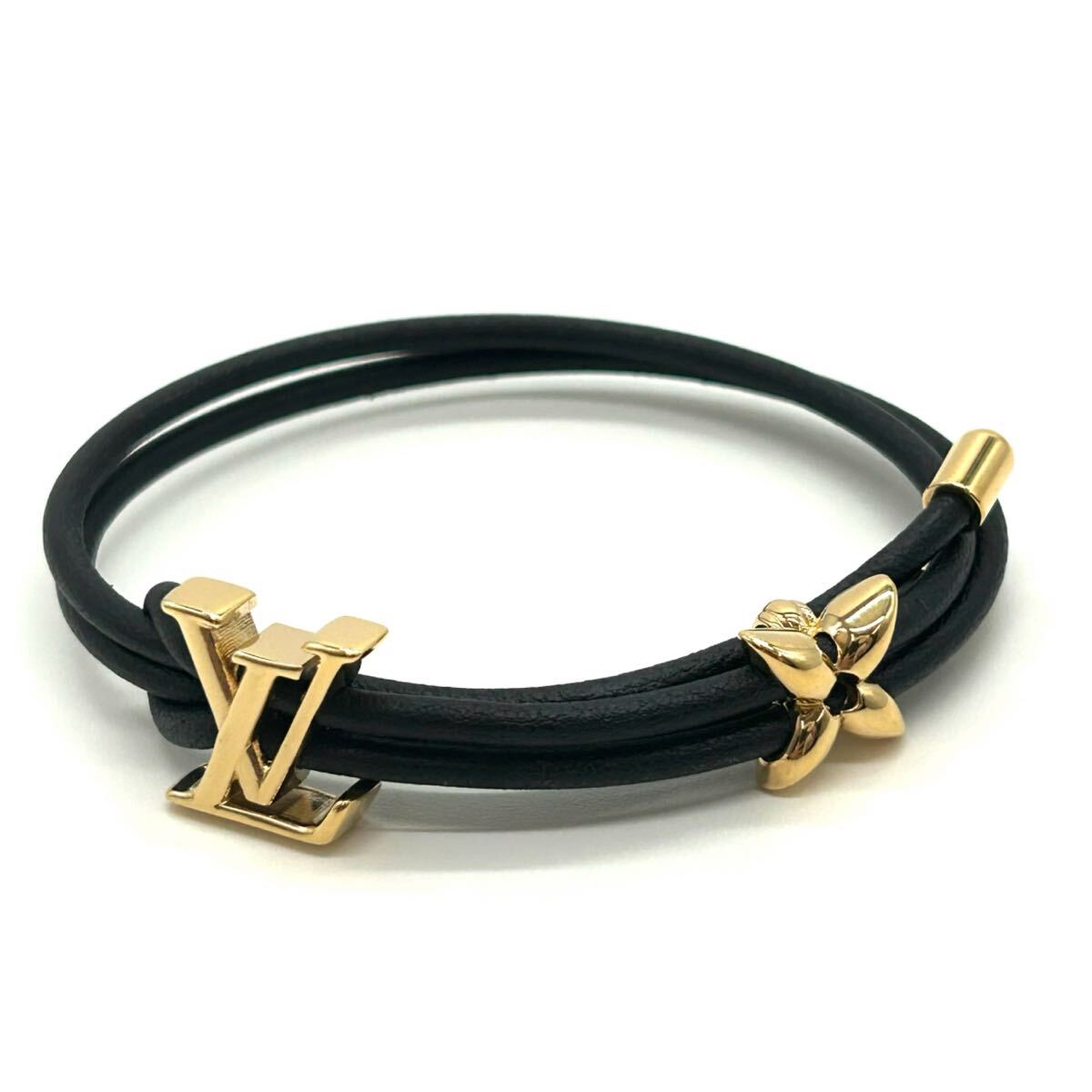 LOUIS VUITTON ルイ・ヴィトン ブレスレット・LV ブルーム M8142Z ブラック ゴールド レザー ブレスレット アクセサリー 小物 拍卖