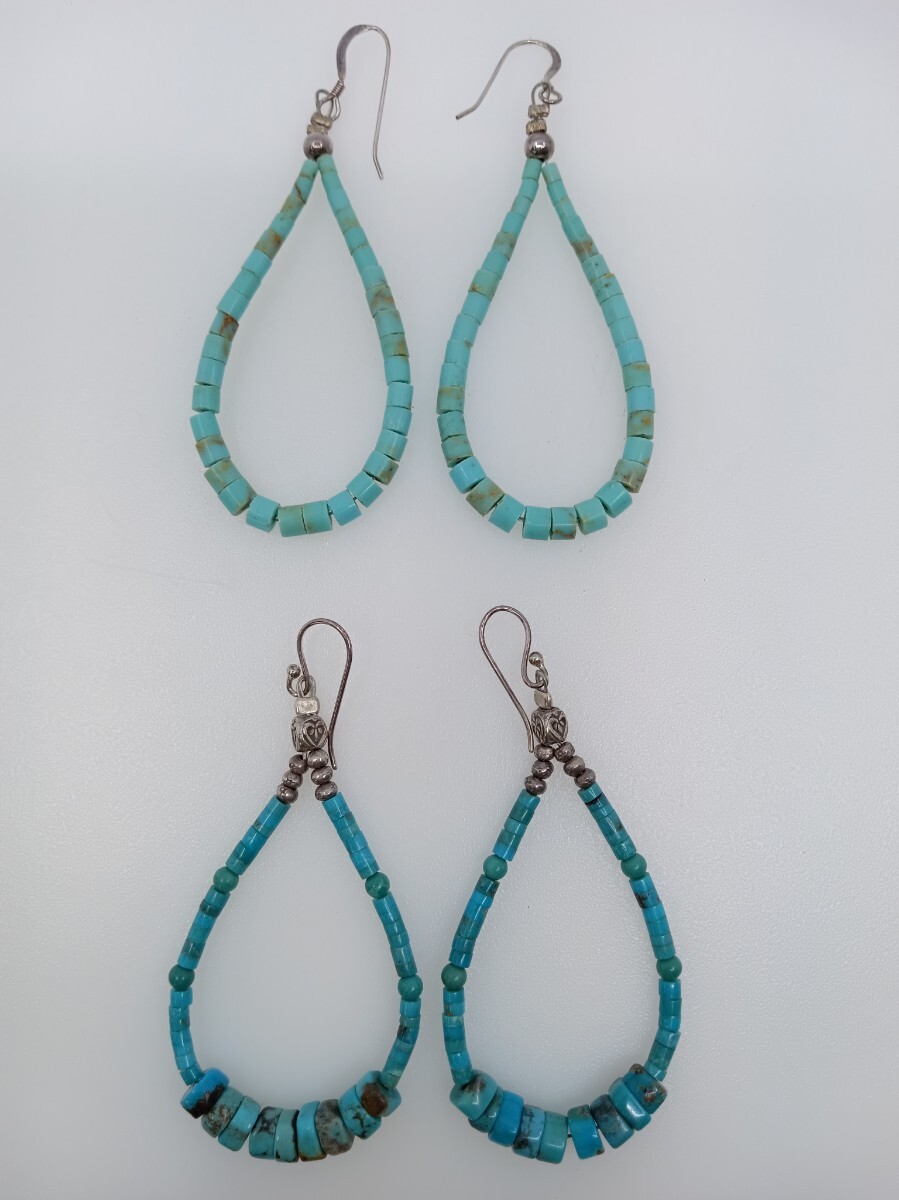 ヴィンテージ ターコイズビーズピアス2点 SILVER拍卖