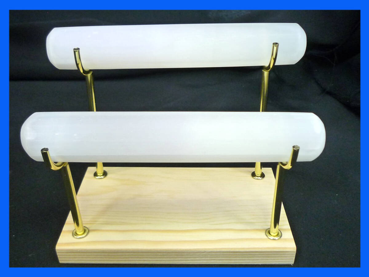 セレナイト ブレスレット ホルダー スタンド ダブル ディスプレイスタンド 聖母マリアのガラス 透石膏 ブレス オーガナイザー 台座 _U1拍卖