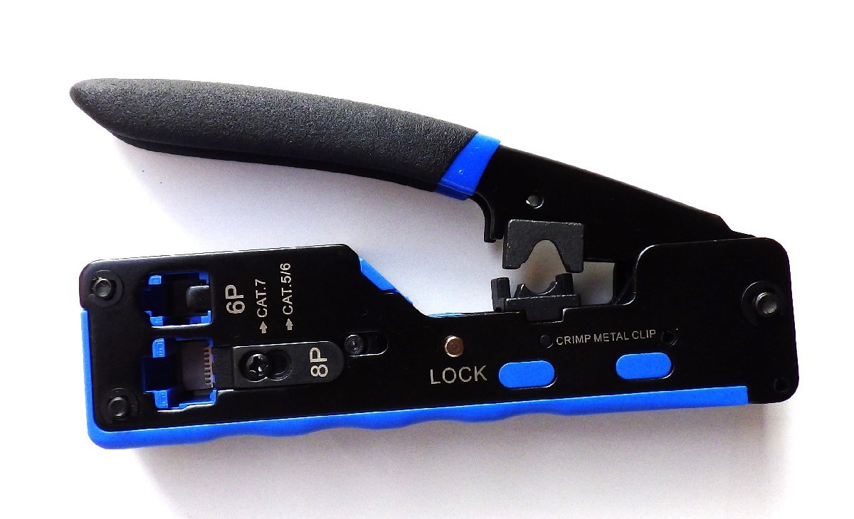 LAN 電話モジュラープラグ圧着工具 8極8芯 RJ45 貫通タイプ対応 RJ11 6極プラグ拍卖