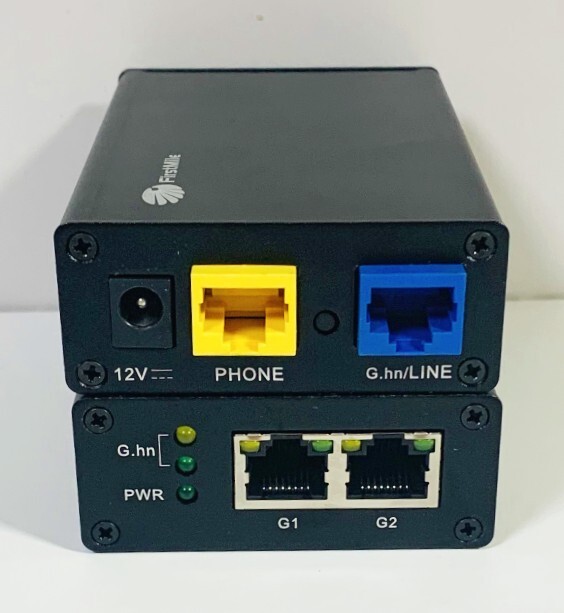 電話線でギガビット長距離 LAN GDSL(G.hn) 親子セット 2ポートハブ内臓 構内LANを2芯の電話線で構築できます。拍卖