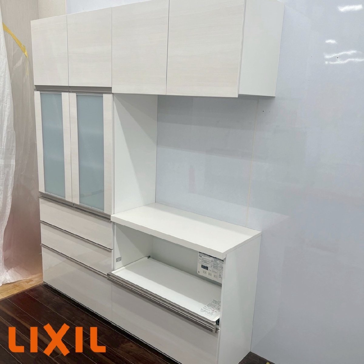 モデルルーム展示品 カップボード 蒸気排気ユニット付き家電収納 1800×450×2140 食器棚 ★引き取り限定★ /D1859拍卖