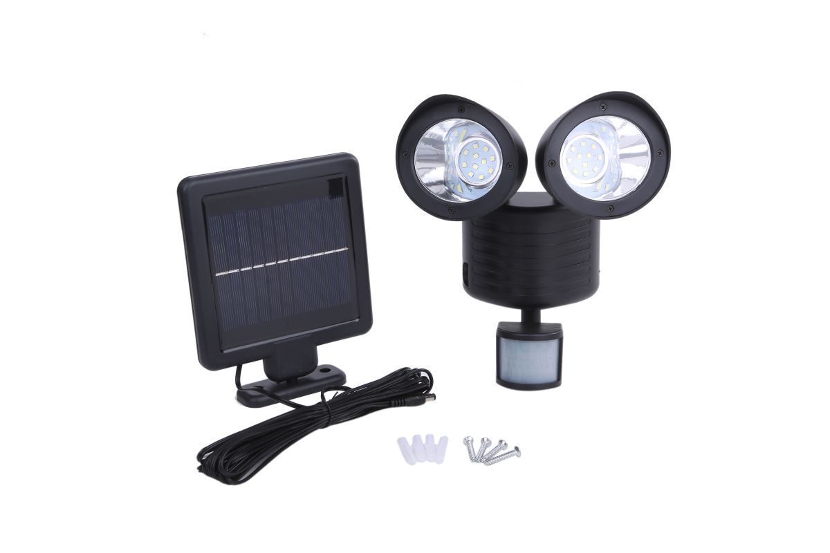 送料無料 LED 22灯 搭載 人感センサーライト 250lm 太陽光 ソーラー パネル 防犯 玄関灯 (Black) | a12-12-01拍卖