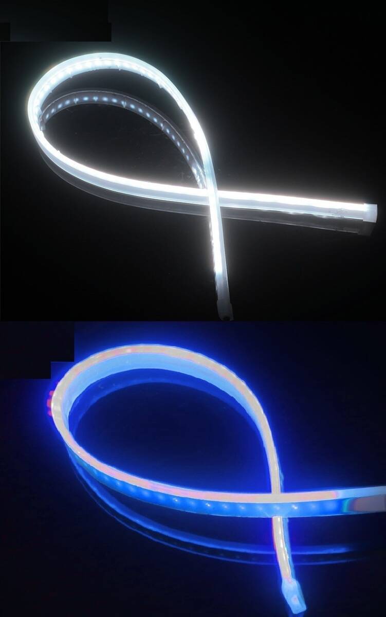シーケンシャル ウインカー LEDテープ 流れるウインカー シリコンチューブ 汎用品 60cm 青/黄 2本セット カット可 (ブルー) | a14-011-bl60拍卖