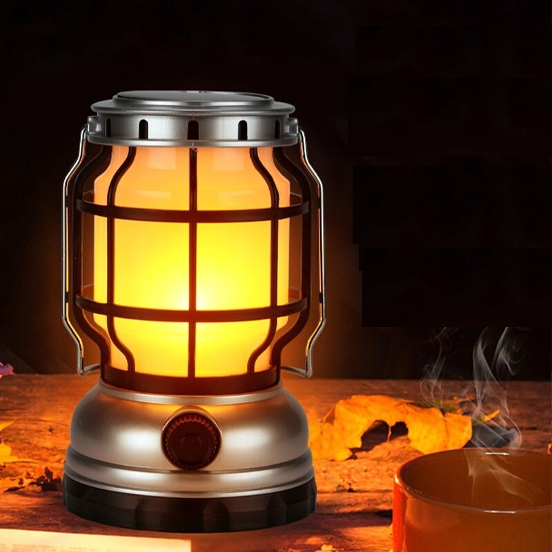 LEDランタン USB充電式 1000ルーメン ソーラー充電 モバイルバッテリー機能付き 防水防滴仕様 キャンプ 防災 停電 ブラウン | a14-020-br拍卖