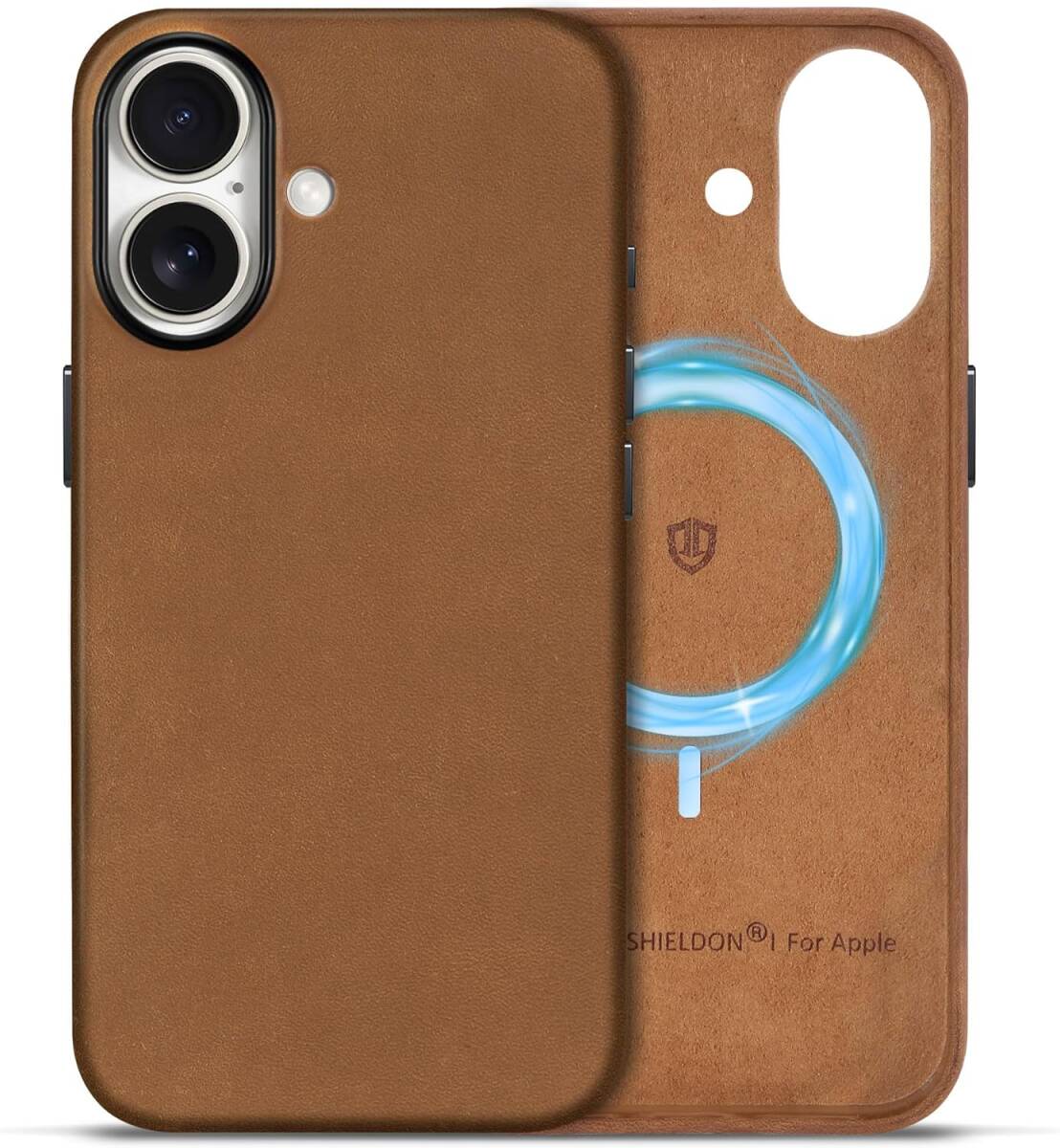 SHIELDON iPhone 17 本革ケース クレイジーホースレザー ブラウン MagSafe対応 金属ボタン 衝撃吸収 薄型 ZPK-FM-BRO拍卖