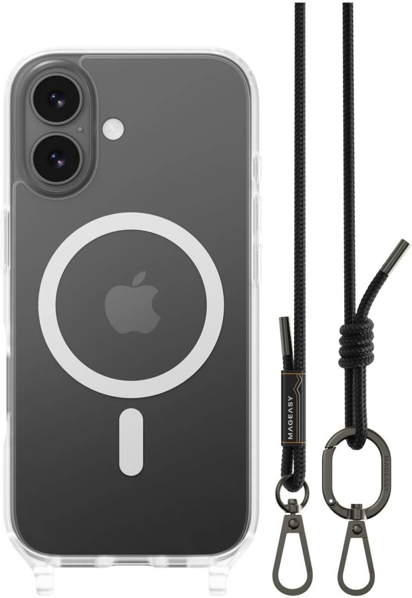 【MagEasy】iPhone 17 用 Roam M ショルダーストラップ付ケース トランスパレント/ブラック MagSafe対応 耐衝撃ケース拍卖