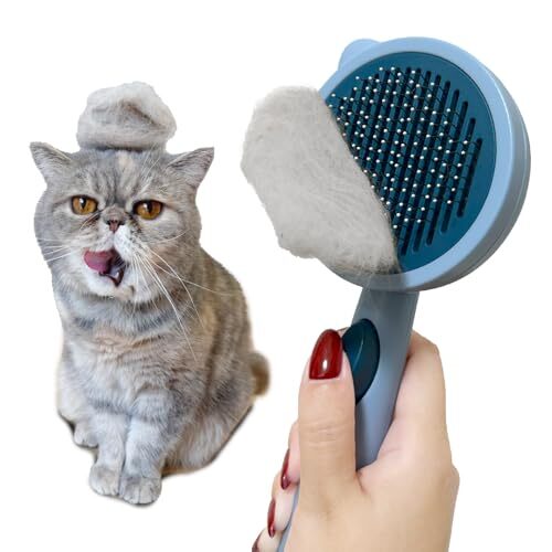 サファイアブルー FelineBees 猫 犬 ブラシ 皮膚に優しい 痛くない 長毛 短毛 ヒーリングブラシ スリッカーブラシ く拍卖