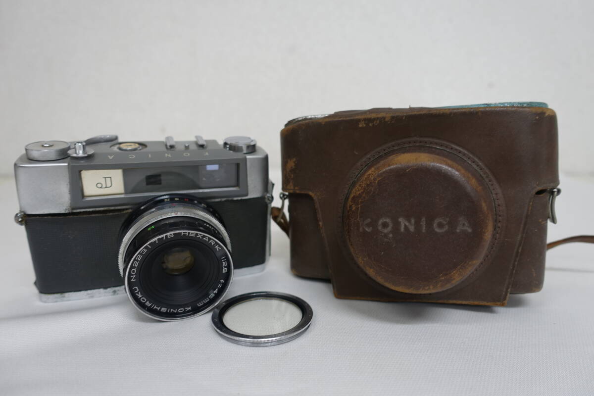 (422)コニカ KONICA J KONISHIROKU HEXAR.K 1:2.8 45mm フィルムカメラ ビンテージ 当時物 ジャンク拍卖