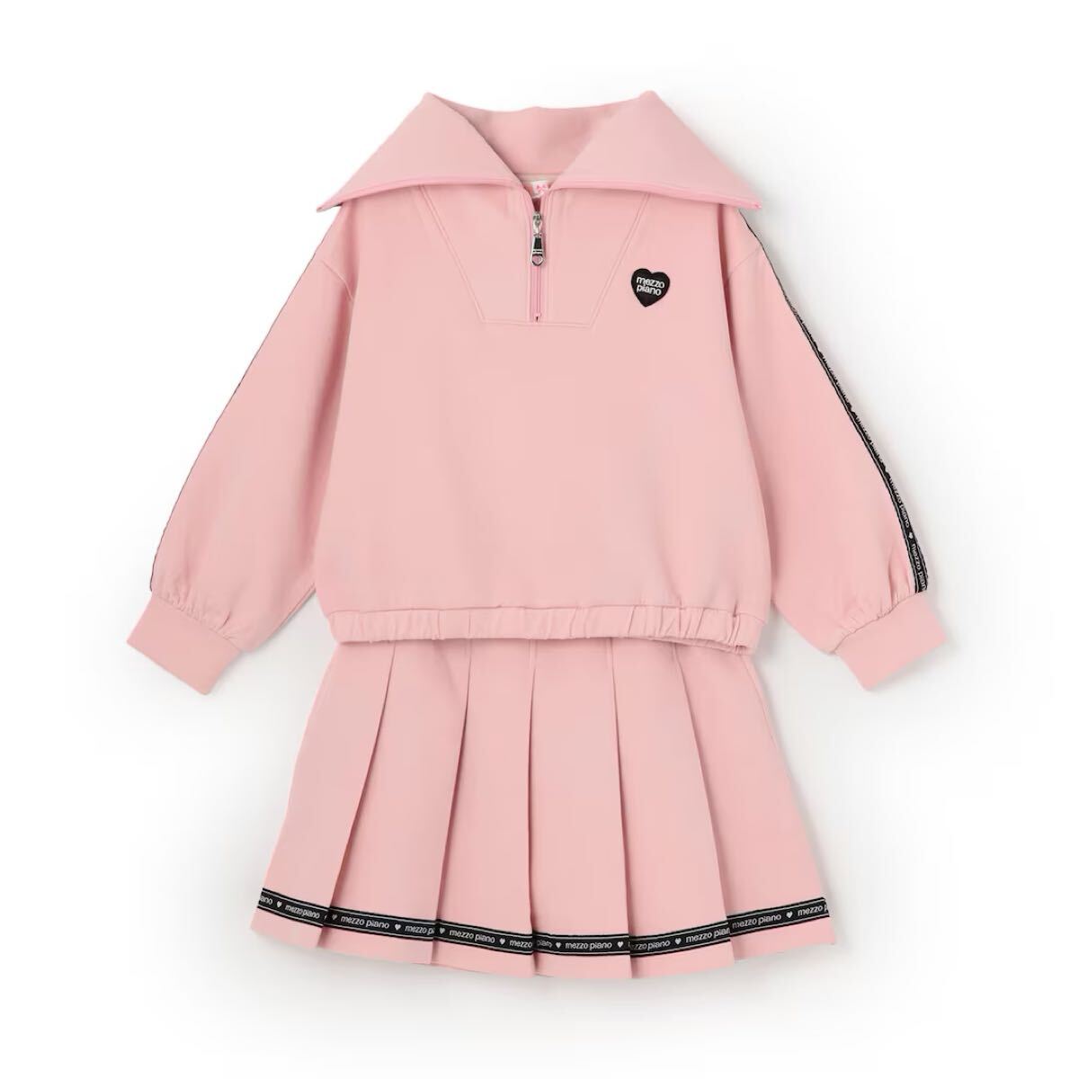 メゾピアノ新品新作タグ付きセーラーハーフZIP ロゴラインスカパン セット120拍卖