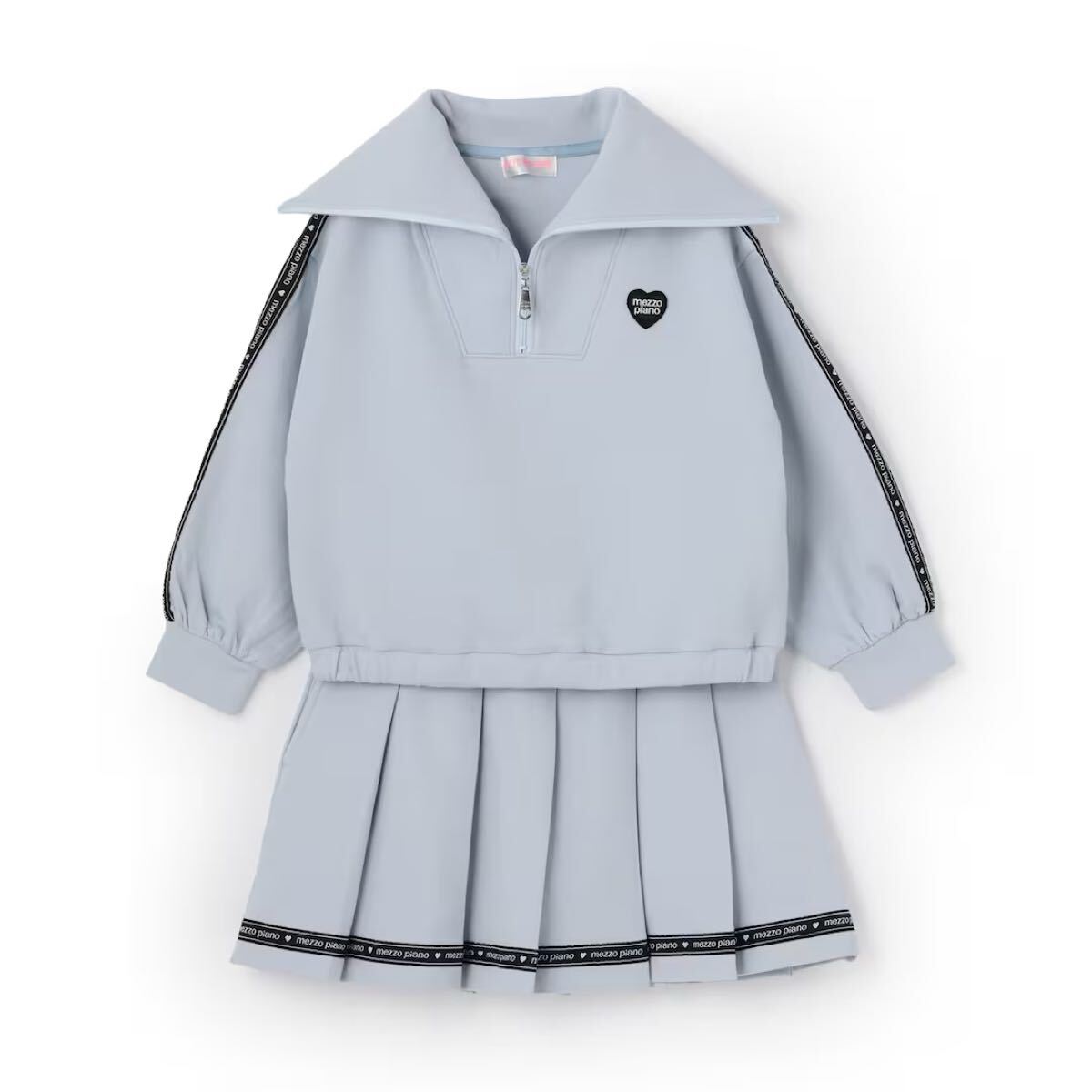 メゾピアノセーラーハーフZIP ロゴラインスカパン セット140拍卖