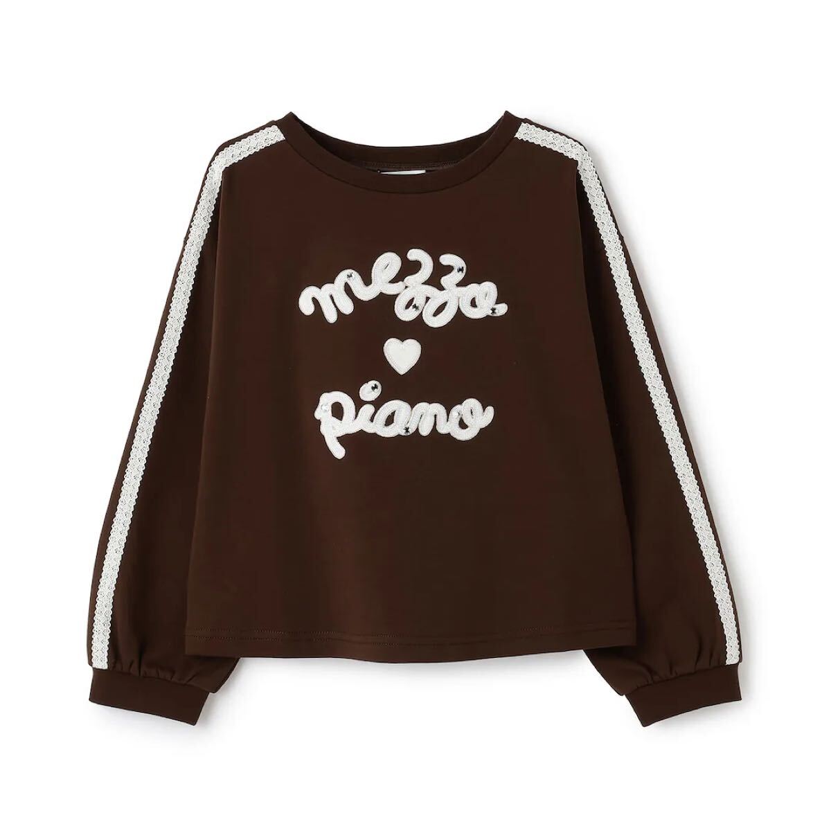 メゾピアノ新品新作タグ付き袖ラインレースロゴ 長袖Tシャツ110拍卖