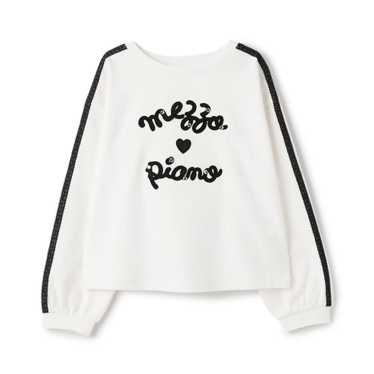 メゾピアノ新品新作タグ付き袖ラインレースロゴ 長袖Tシャツ110-130拍卖