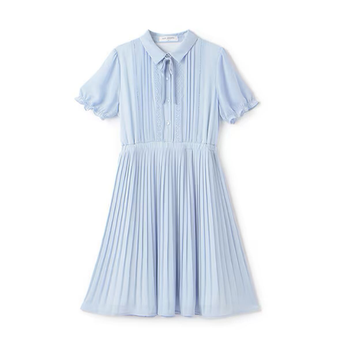 ポンポネット新品新作タグ付き衿つきプリーツシフォンワンピース165拍卖