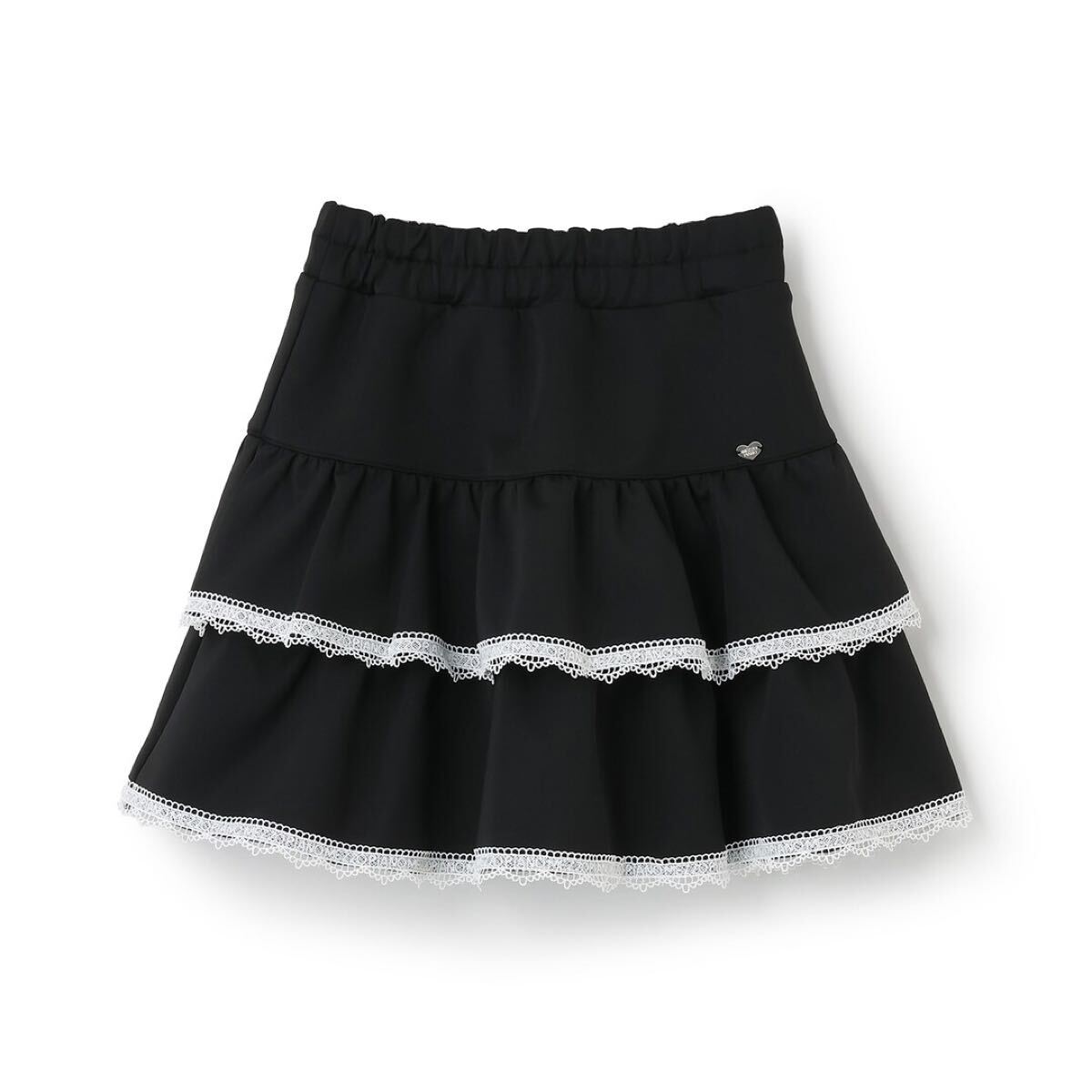 メゾピアノ新品新作タグ付き裾レース ティアードスカパン120黒拍卖