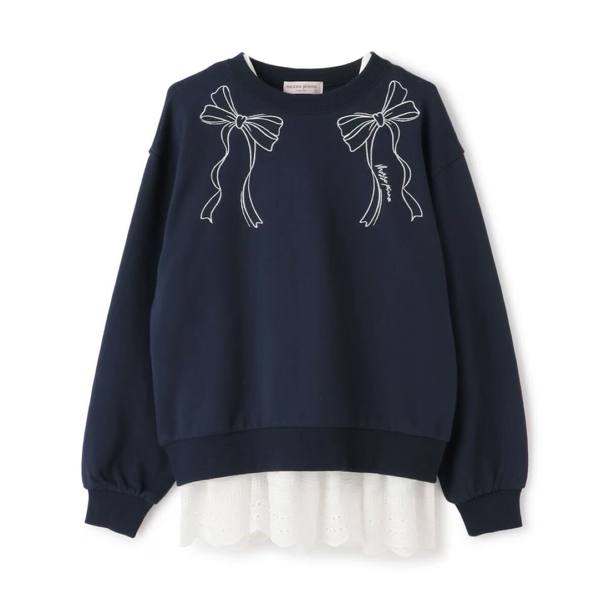 メゾピアノ新品新作タグ付きレースレイヤードトレーナー150拍卖