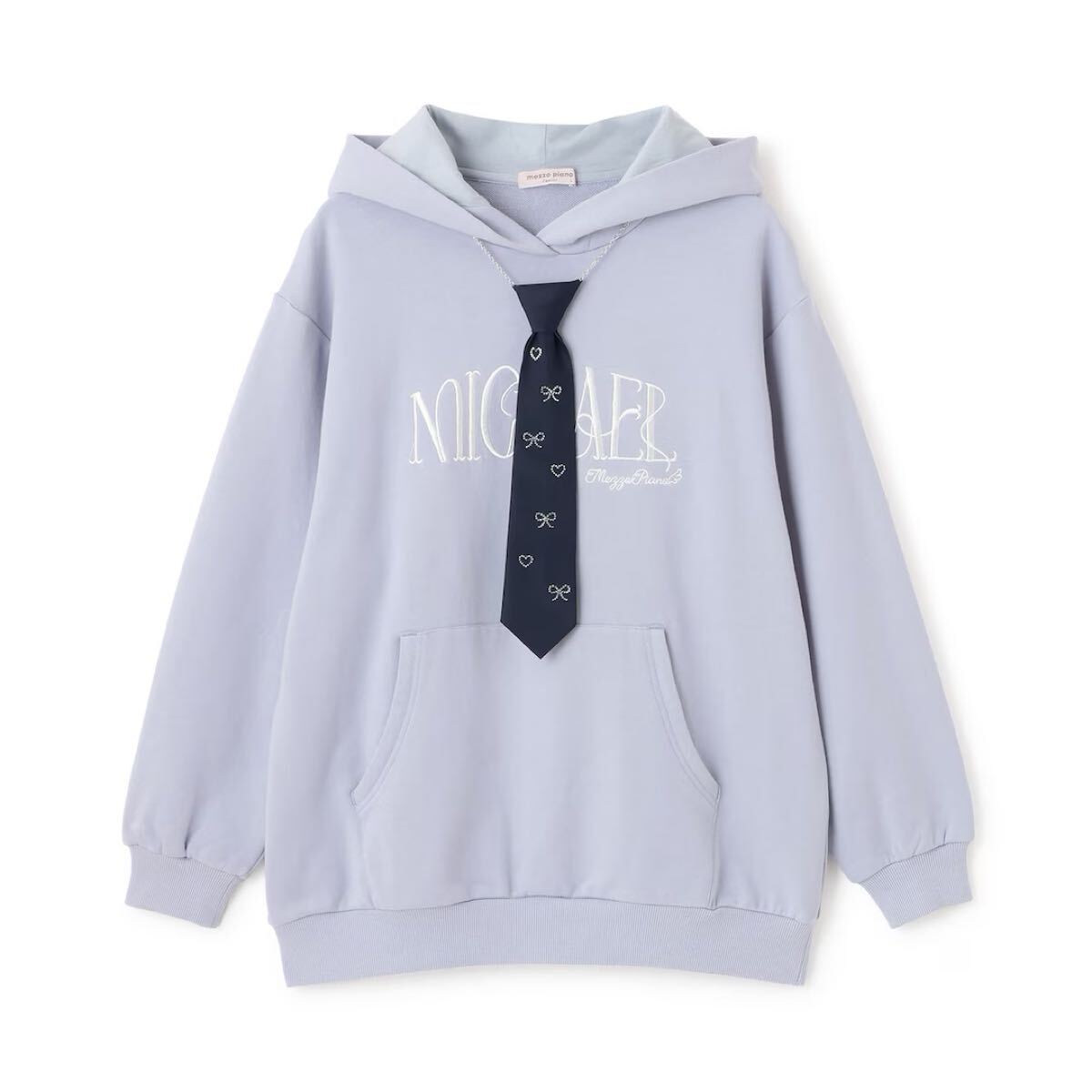 メゾピアノ新品新作タグ付きビジューネクタイつきBIGパーカ150拍卖