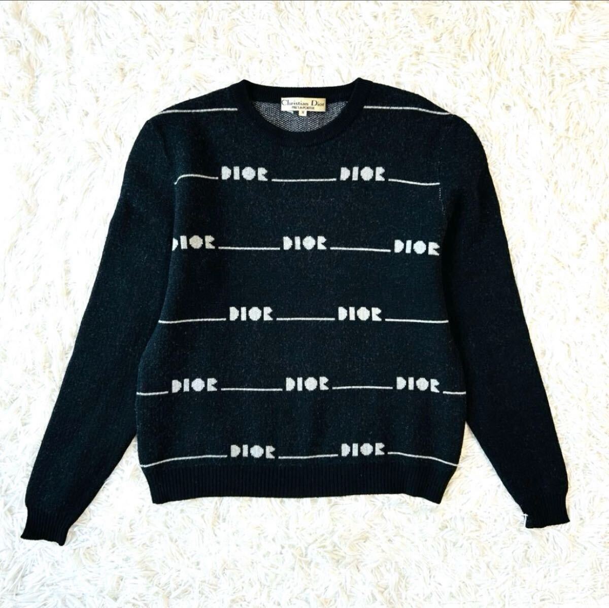 クリスチャンディオール ディオール Christian Dior ニット セーター スウェット トレーナー ロゴ 長袖 ウール 総柄 ブラック 黒 トップス拍卖