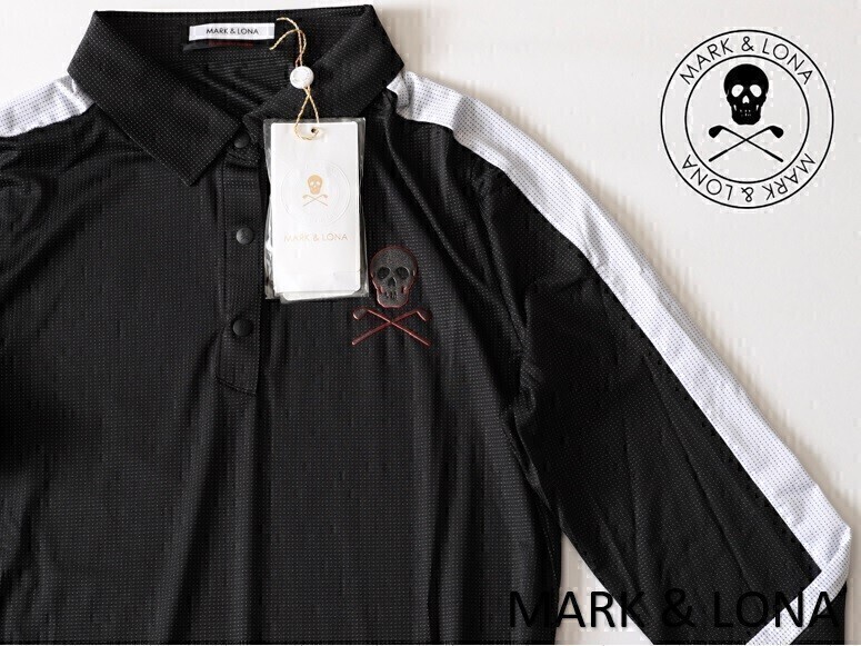 1円★韓国限定★MARK&LONA マーク&ロナ★背面サークルスカルロゴ長袖ポロシャツ38★M【MTW-1A-AP72】ブラック黒【本物保証】日本未発売拍卖