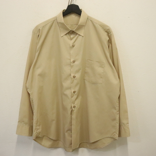 R780 70sビンテージ 長袖シャツ■1970年代製 約XLサイズ ベージュ コットンポリエステル 無地 アメカジ ストリート 古着 古着卸 激安 60s拍卖