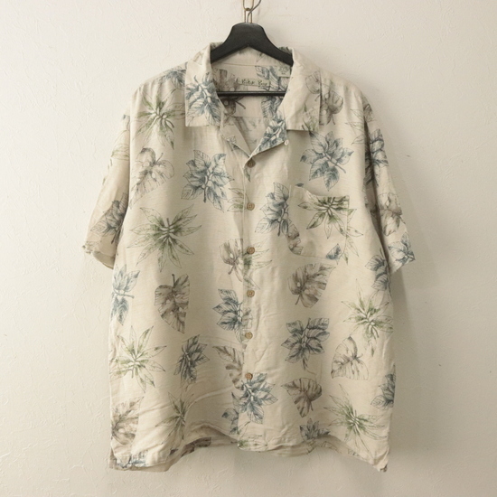 Z554 2000年代製 BatikBay 半袖アロハシャツ■00s 表記2XLサイズ アイボリー オープンカラー 開襟 シルク ボタニカル アメカジ ストリート拍卖