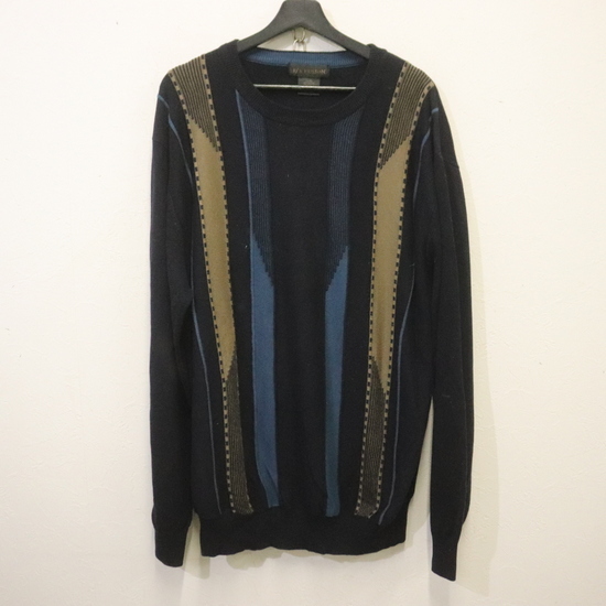 d16 2000年代製 F/XFUSION コットンニットセーター■00s 表記XLサイズ ネイビー ストライプ 柄 古着 アメカジ トップス 激安 希少拍卖
