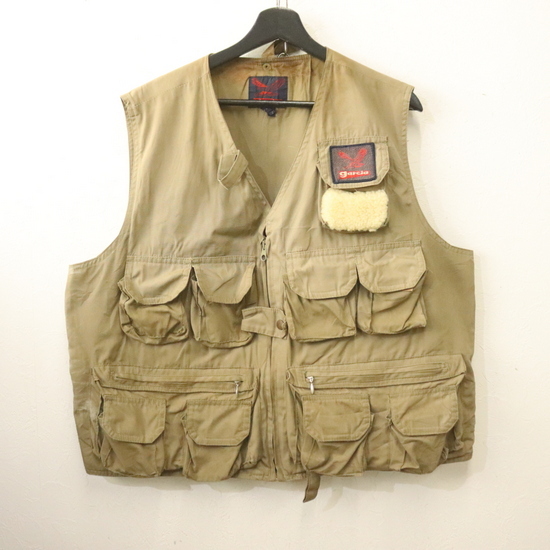 i682 80sビンテージ Garcia フィッシングベスト■1980年代製 表記Lサイズ ベージュ 古着 アメカジ ストリート 90s 70s 60s 激安 古着卸拍卖