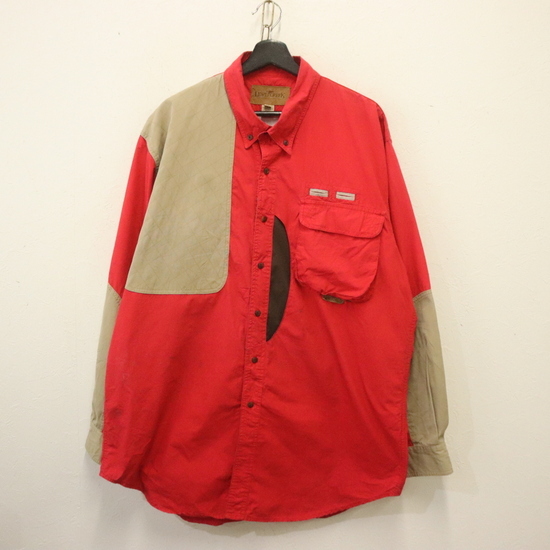 y396 90sビンテージ LEWISCREEK 長袖シャツ ハンティング■1990年代製 表記XLサイズ 赤 レッド ボタンダウン アメカジ ストリート 古着拍卖