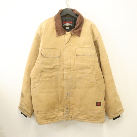 L105 2000年代製 TOUGHDUCK ダックジャケット■00s 表記XLサイズ ブラウン 襟コーデュロイ 中綿 アメカジ 古着 古着卸 ストリート拍卖