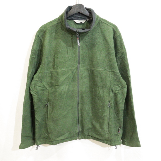 t230 2000年代製 エディーバウアー フリースジャケット■00s 表記Lサイズ グリーン 無地 POLARTEC フルジップ アメカジ ストリート 古着拍卖