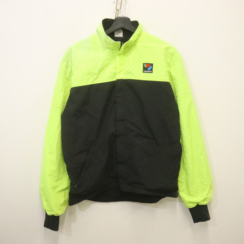 C827 80sビンテージ BellWether ナイロンジャケット 裏地フリース 2トーンカラー■1980年代製 表記Mサイズ イエロー 古着 アメカジ 90s 70s拍卖