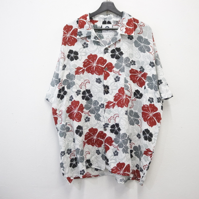 U797 90sビンテージ 半袖アロハシャツ■1990年代製 表記XLサイズ グルー オープンカラー 開襟 ハイビスカス レーヨン アメカジ ストリート拍卖