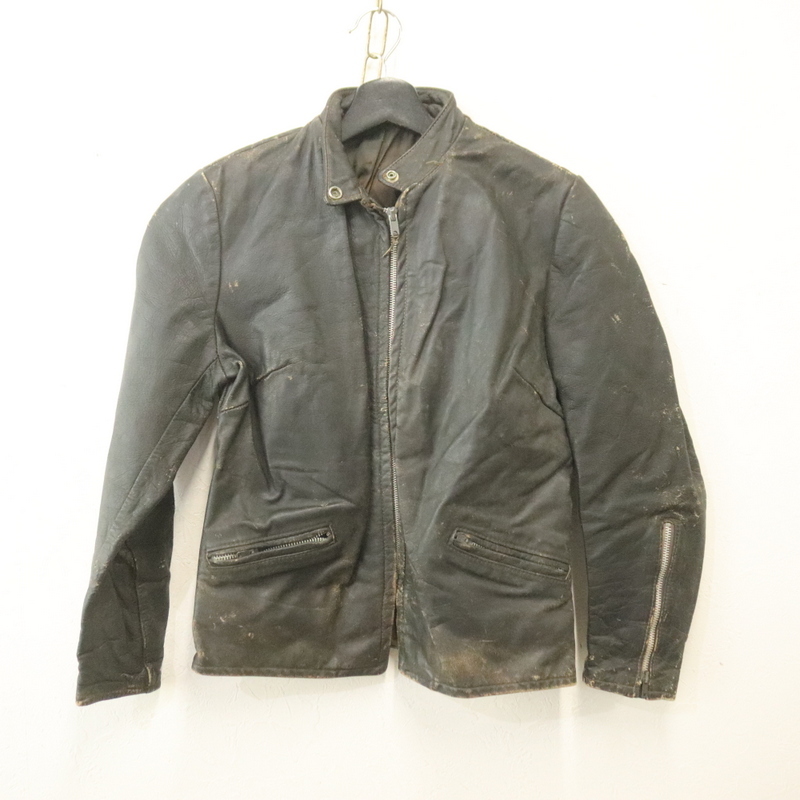 y64 70sビンテージ レザージャケット■1970年代製 Sサイズくらい レディース 黒 ブラック シングルライダース TALON アメカジ ストリート拍卖