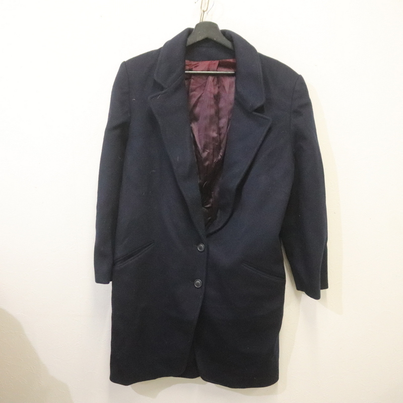 A786 80sビンテージ FORSTMANN ウールコート■1980年代製 約Lサイズくらい ネイビー レディース ヴィンテージ 古着 古着卸 激安 希少拍卖