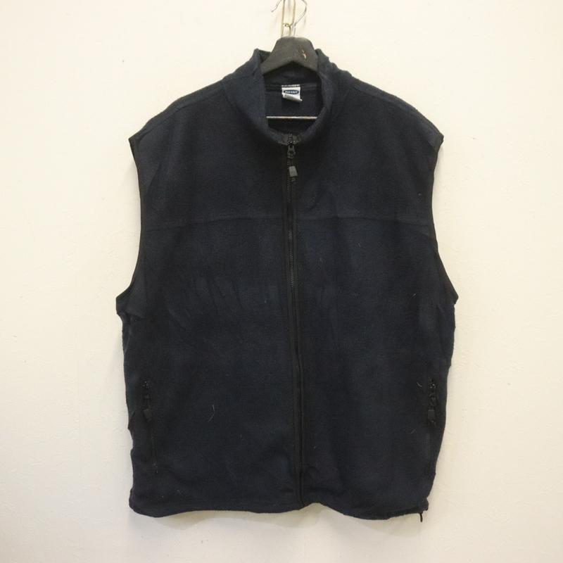 f985 2000年代製 OLDNAVY フリースベスト■00s 表記2XLサイズ 無地 フルジップ ネイビー 紺 古着 アメカジ ストリート 90s 80s 70s 激安拍卖