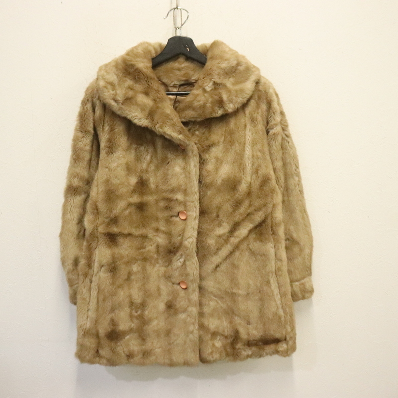 f990 70sビンテージ FISSAVEL フェイクファーコート■1970年代製 Mサイズくらい ブラウン アメカジ ストリート サイケ アンティーク 60s拍卖
