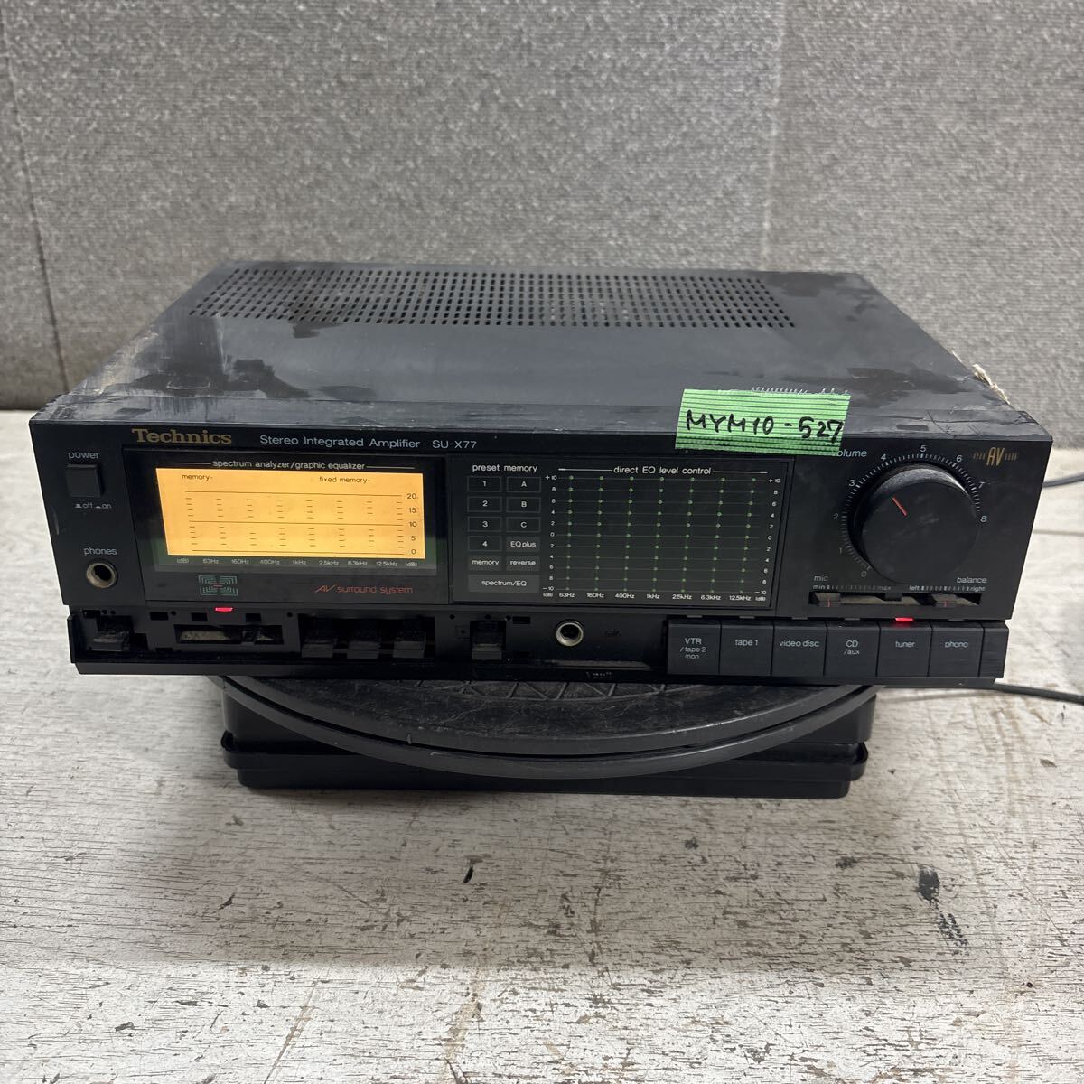 MYM10-527 激安 TECHNICS SU-X77 STEREO INTEGRATED AMPLIFIER 通電、電源オン、オフOK 中古現状品 ※3回再出品で処分拍卖