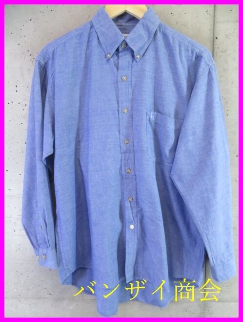 【送料300円可】5001b8◆良品です◆HONDA ホンダ ボタンダウン 長袖シャンブレーシャツ L/ダンガリーシャツ/ワークジャケット/ツナギつなぎ拍卖