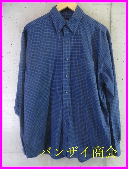 【送料300円可】6001b17◆良品です◆Brooks Brothers ブルックスブラザーズ ボタンダウン 長袖チェックシャツ M/ジャケット/スーツ/ニット拍卖