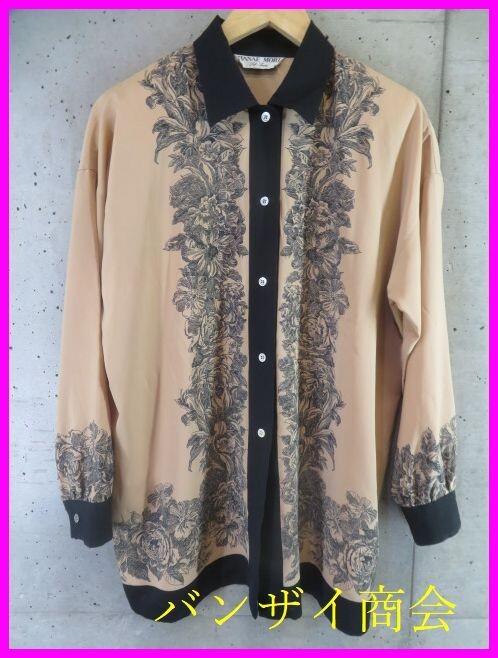 【送料300円可】6001b16◆森英恵◆HANAE MORI ハナエモリ オーナメント柄 長袖ブラウスシャツ M/ワンピース/ジャケット/コート/スーツ拍卖