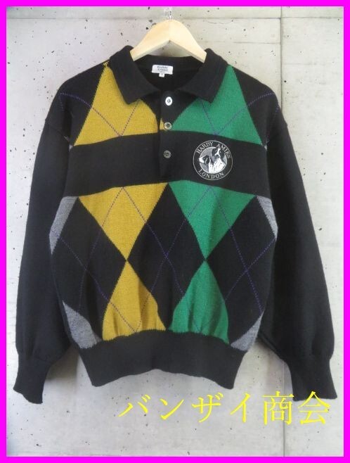 8001b20◆良品です◆HARDY AMIES ハーディエイミス 襟付きポロ ウールニットセーター M/カーディガン/ポロシャツ/ジャケット/ベスト/パンツ拍卖