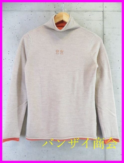 8001b19◆イタリア製ニット使用◆PICONE ピッコーネ ラインストーン装飾 ウールニットセーター 38/カーディガン/ベスト/アンサンブルシャツ拍卖