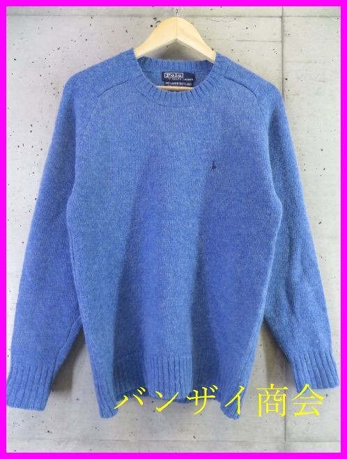 0101b13◆ヴィンテージ◆Ralph Lauren ラルフローレン シェットランドウールニットセーター M/カーディガン/ベスト/ポロシャツ/古着拍卖