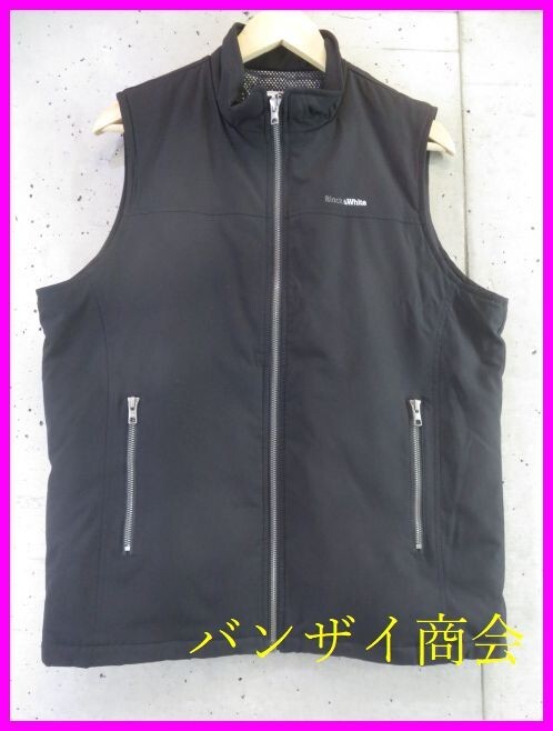 1101b20◆美品◆BLACK&WHITE ブラックアンドホワイト フルジップ 中綿ダウンベスト M/ゴルフジャケット/ポロシャツ/パンツ/ニットセーター拍卖