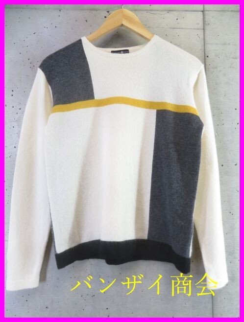 2201b11◆良品です◆カシミヤ100%◆TAKASHIMAYA 高島屋 パネル柄 カシミヤニットセーター M/カーディガン/ベスト/アンサンブル/レディース拍卖