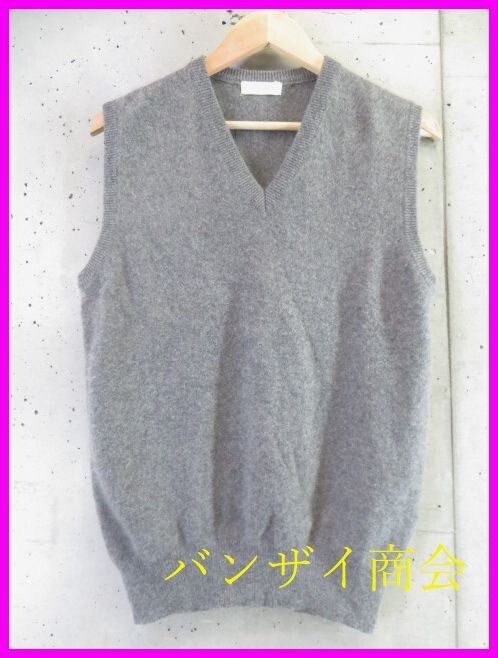 4201b16◆良品です◆カシミヤ100%◆OK. カシミヤニットベスト M/セーター/カーディガン/ゴルフジャケット/メンズ/男性/紳士拍卖